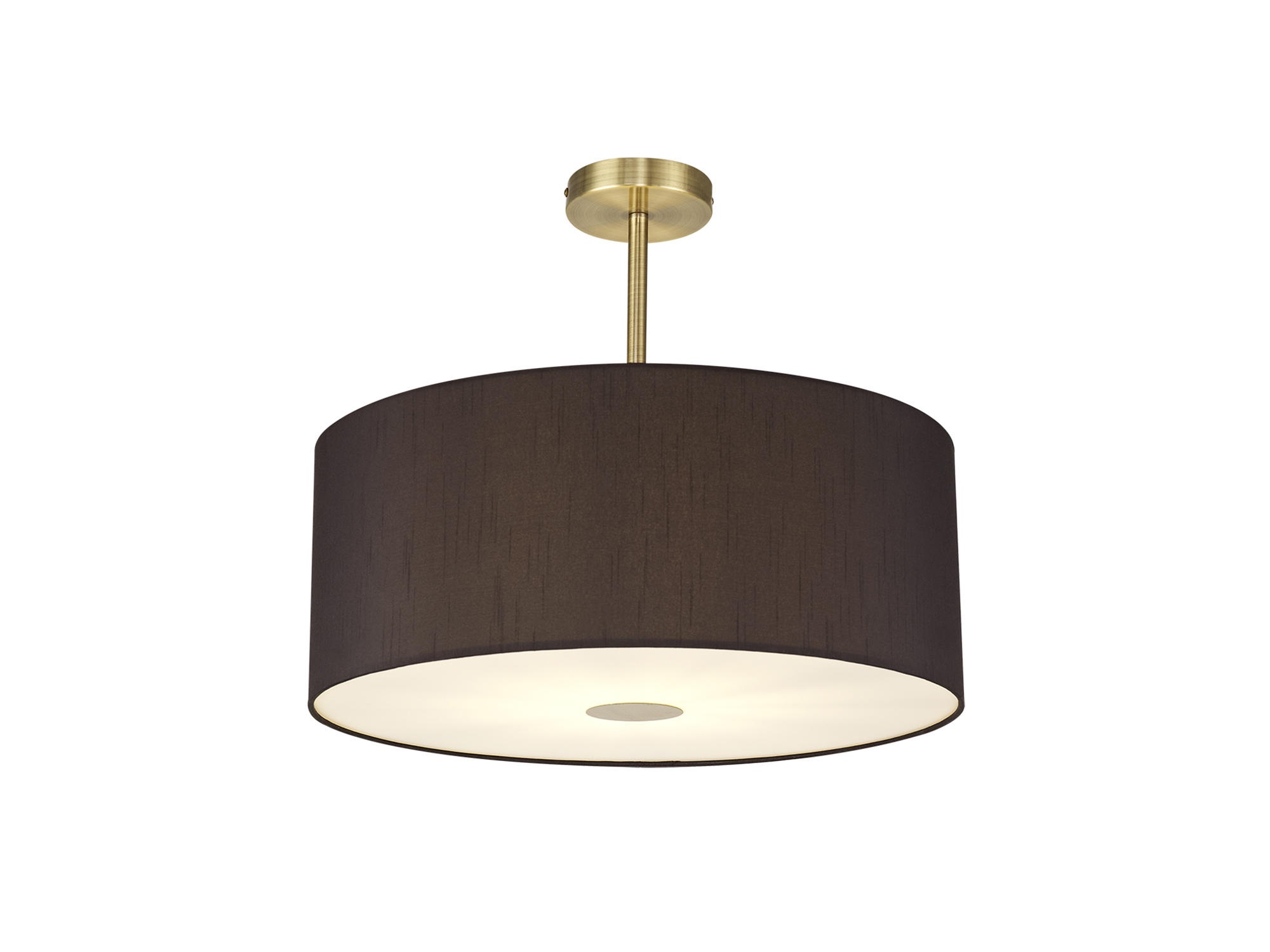 DK0189  Baymont 50cm Semi Flush 1 Light Antique Brass, Black, Frosted Diffuser